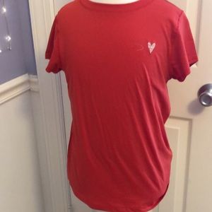 red tee with white heart